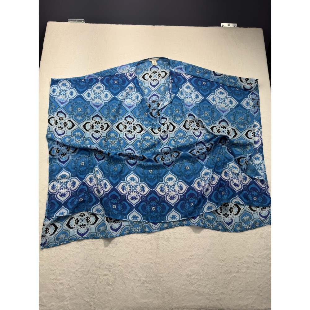 Westbound Shirt Womens 1X Blue Paisley Kimono‎ Sleeve Tunic Blouse Lightweight